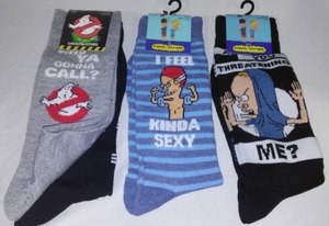 lot 46 image: Beavis and Butthead (2) and Ghostbusters( 2 Pack) Crew Socks