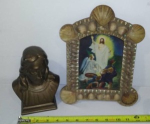 lot 42 image: Christian Jesus Statue And Framed Picture.