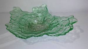 lot 59 image: Green Glass Abstract Tray. One Of A Kind. 17 X 13