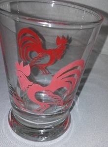 lot 87 image: Rooster Juice Glasses Mid-Century (4)