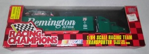 lot 120 image: NASCAR Morgan Shepherd 164 Scale Semi And Race Car.