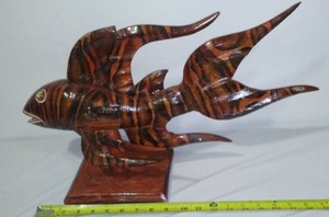 lot 147 image: Wood Fish. Hand Carved. 20 in. Long.
