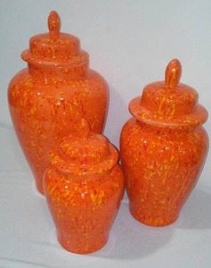 lot 175 image: Speckled Orange Ginger Jar Set (3)