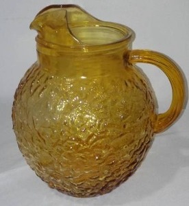 lot 177 image: Vintage Milano Anchor Hocking Amber Ball Pitcher