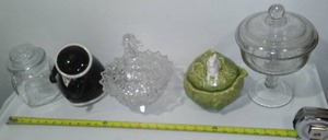 lot 183 image: Dancing Tuxedo Canister, Vintage Footed Candy Dish and More.