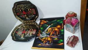 lot 265 image: Asian Theme Metal Lap Trays (4)