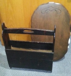 lot 311 image: Vintage Magazine Rack And Tabletop