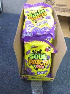 lot 133 image: 8- 8.02 oz Pks Sour Patch Kids Grap...