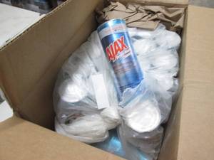 lot 147 image: Box of 21 oz Canisters Ajax Oxygen ...