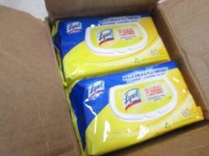 lot 177 image: 6- 80 ct Flat Packs Lysol Disinfect...