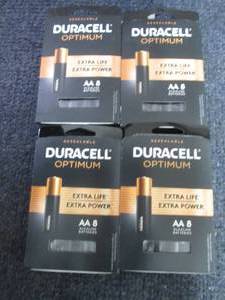 lot 185 image: 4- 8pks Duracell Optimum AA Batteri...