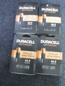 lot 189 image: 4- 8pks Duracell Optimum AA Batteri...