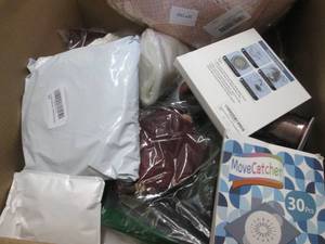 lot 450 image: Box of Assorted Small Overstock Ite...