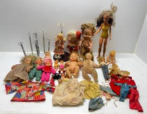 lot 46 image: Large Group Of Misc. Vintage Dolls  & More (Need TLC Has Smell)