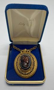 lot 58 image: Vintage Florenza Pendant Brooch, Cameo Necklace