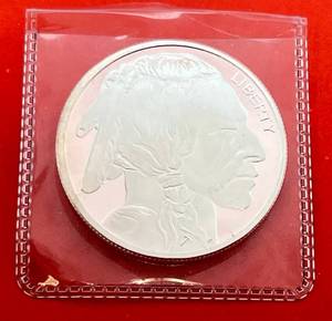lot 77 image: 1 OZ. .999 Fine Silver Buffalo Round (In Protective Sleeve)