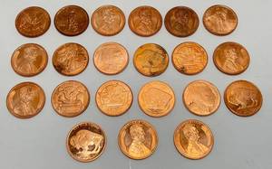 lot 82 image: .999 Copper 1 OZ. Coins 21 Total