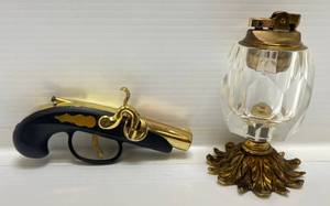lot 136 image: Vintage 6 Pirate Flint Lock Pistol Cigarette Lighter Made In Japan & More