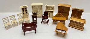 lot 159 image: Misc. Vintage Wood Doll House Furniture
