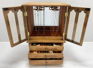 lot 181 image: Wooden Jewelry Mini Hutch With Misc. Costume Jewelry