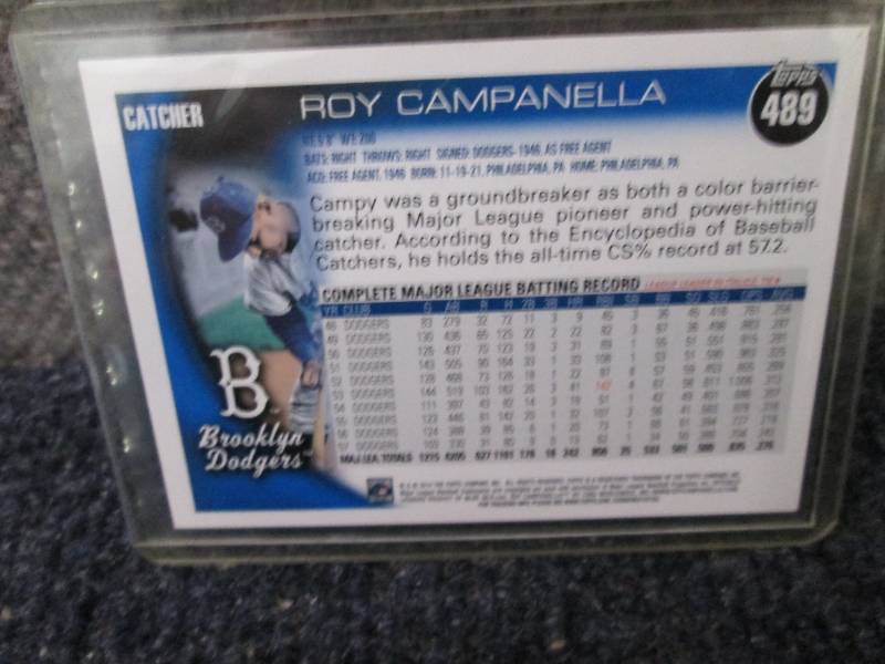 lot 189 image: 2010 Topps Roy Campanella Card...