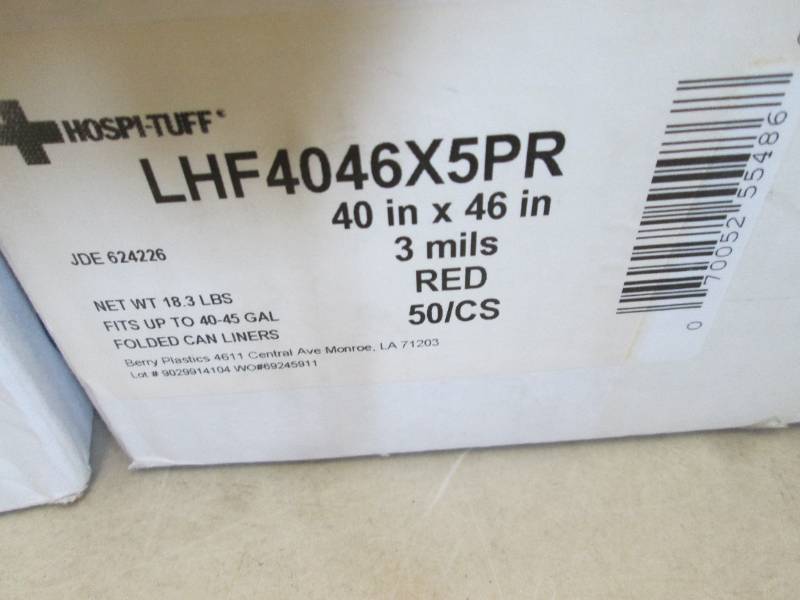 lot 131 image: 1.5 cs 40-45 Gallon 40x46 Red 3mils...