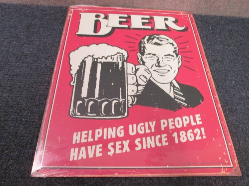 lot 254 image: Metal Beer  Sign 16x12.5 inches...