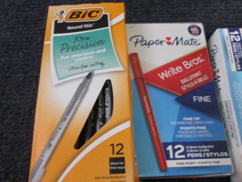 lot 364 image: 4 pks Bic Black round Stic Pens, 3 ...