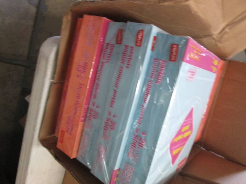 lot 409 image: 9 Reams Blue & Salmon Staples 8.5x1...