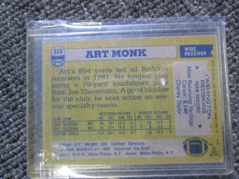 lot 303 image: art mony football card ...