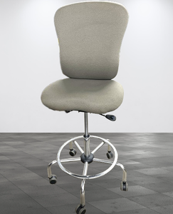 lot 12 image: MSRP $600 OM Office Master&nbspClassic Build Multi Functional Ergonomic Heavy Duty Lab Stool - 13 Gauge, Rugged Steel Chrome Spider Base (Designed To Pass 3000 Lbs. Static Load Tests)&nbspFixed Footring Is Industrial Tough&nbsp- Great Condition