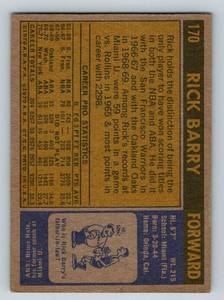lot 24 image: Rick Barry RC 1971 Topps #170 Vintage Rookie Basketball Card