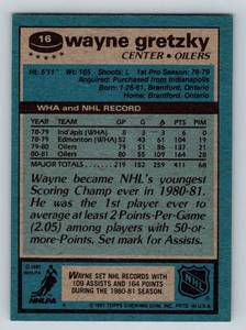 lot 26 image: Wayne Gretzky 1981 Topps #16 Vintage Hockey Card, very sharp card