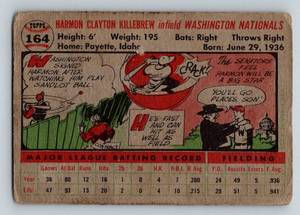 lot 27 image: Harmon Killebrew 1956 Topps #164 Vintage Minnesota Twins Baseball Card