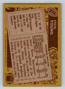 lot 34 image: Steve Young RC 1986 Topps #374 Rookie Vintage Football Card