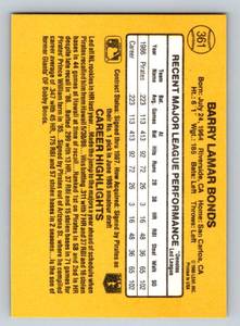 lot 48 image: Barry Bonds RC 1987 Donruss #361 Rookie Baseball Card