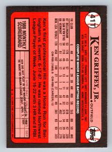 lot 52 image: Ken Griffey Jr RC 1989 Topps Traded #41T Rookie Baseball Card