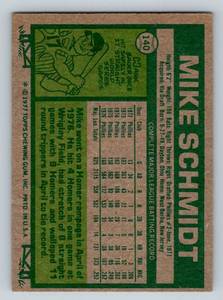 lot 56 image: Mike Schmidt 1977 Topps #140 Vintage Baseball Card