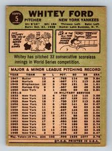 lot 57 image: Whitey Ford 1967 Topps #5 Vintage Baseball Card