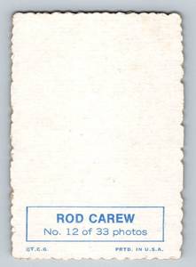 lot 66 image: Rod Carew 1969 Topps Deckle Edge #12 Vintage Minnesota Twins Baseball Card