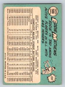 lot 67 image: Ed Mathews 1965 Topps #500 Vintage Baseball Card