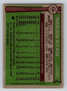 lot 69 image: Nolan Ryan 1976 Topps #330 Vintage Baseball Card