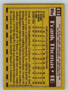 lot 89 image: Frank Thomas RC - 1990 Topps #414 Rookie Baseball Card