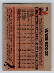 lot 91 image: Wade Boggs RC 1983 Topps #498 Rookie Vintage Baseball Card