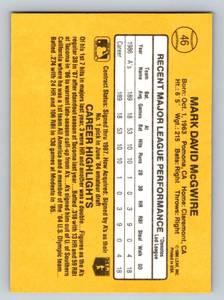 lot 94 image: Mark McGwire RC 1987 Donruss Rated Rookie #46 Baseball Card