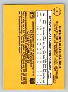 lot 96 image: Greg Maddux RC 1987 Donruss Rated Rookie #36 Baseball Card