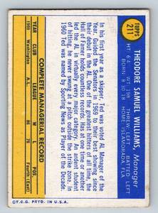 lot 97 image: Ted Williams 1970 Topps #211 Vintage Baseball Card
