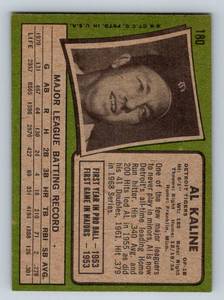 lot 105 image: Al Kaline 1971 Topps #180 Vintage Baseball Card