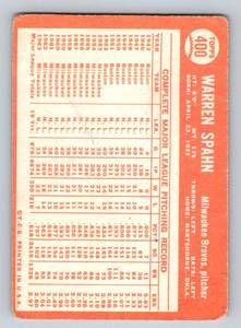 lot 121 image: Warren Spahn 1964 Topps #400 Vintage Baseball Card