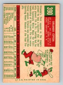 lot 127 image: 1959 Topps Orlando Cepeda 2nd Year #390 Vintage Baseball Card